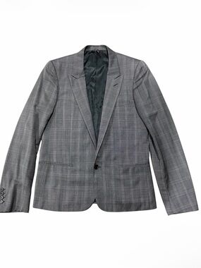 Dior Men's Gray Windowpane Plaid Single-Button Blazer